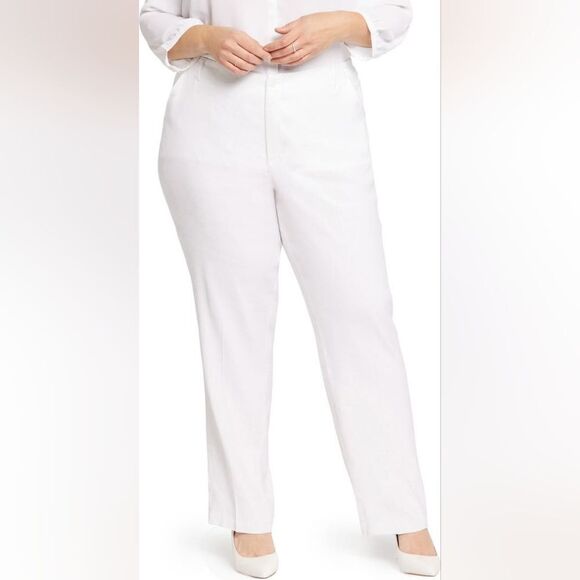 Curves 360 NYJD White High Rise Wide Leg Linen Blend Stretch With Wear Size 16 - Picture 1 of 12